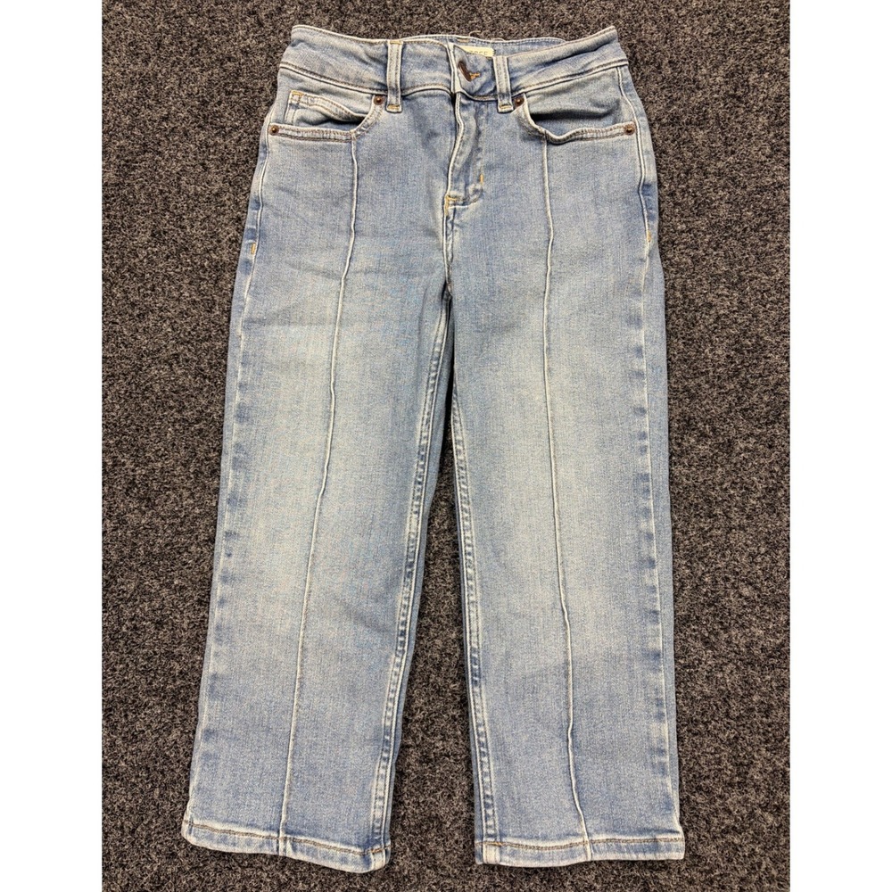 We The Free Jeans Cropped 24 Blue Light Wash Front Seam Straight Leg Denim Boho